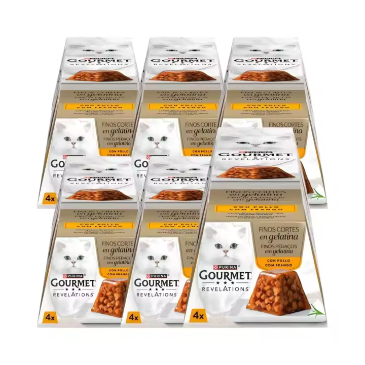 GOURMET - Revelations (6x4x57gr) - Pirámide de Finos Cortes en Gelatina (Pollo) (6 Cajas de 4x57gr) - 1