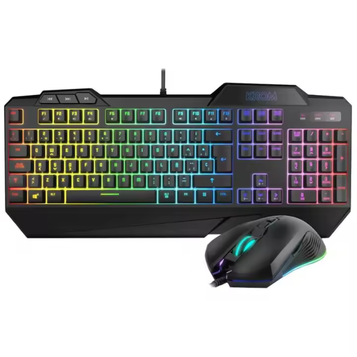 Kit teclado de membrana y ratón Krom Krusher RGB USB - 6400 DPI - 1