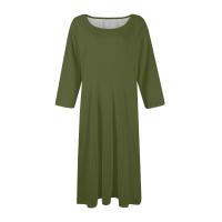 Vestido Largo De Manga Larga Para Mujer Casual Suéter Con Bolsillos Estilo Swing Suelto Cuello Redondo Color Sólido Vestido Robe - details 38