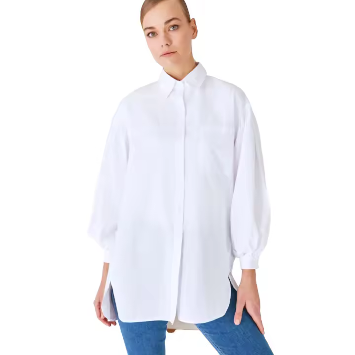 Trendyol Black Balloon Sleeve Basic Woven Shirt With Long Back Pocket Detail Tctss21Go0976 - 1
