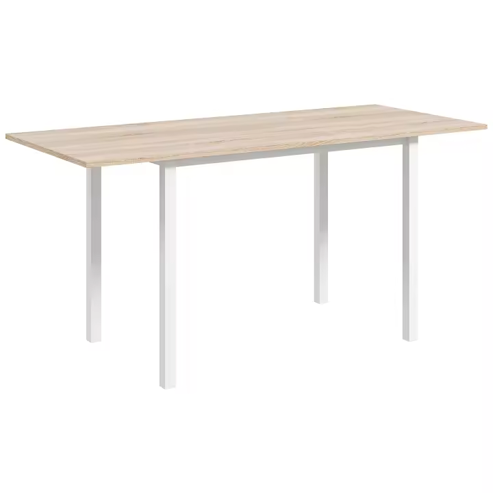 HOMCOM Mesa de Comedor Extensible para 4-6 Personas Mesa de Cocina Moderna  con Patas de Acero para Salón Comedor 160x70x76 cm Madera Natural - 1