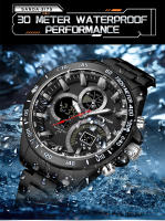 Reloj De Pulsera Deportivo Para Hombre SANDA De Lujo Acero Inoxidable Tiempo Dual Pantalla LED Luminosa Resistente Al Agua Con Alarmas Y Calendario - details 12