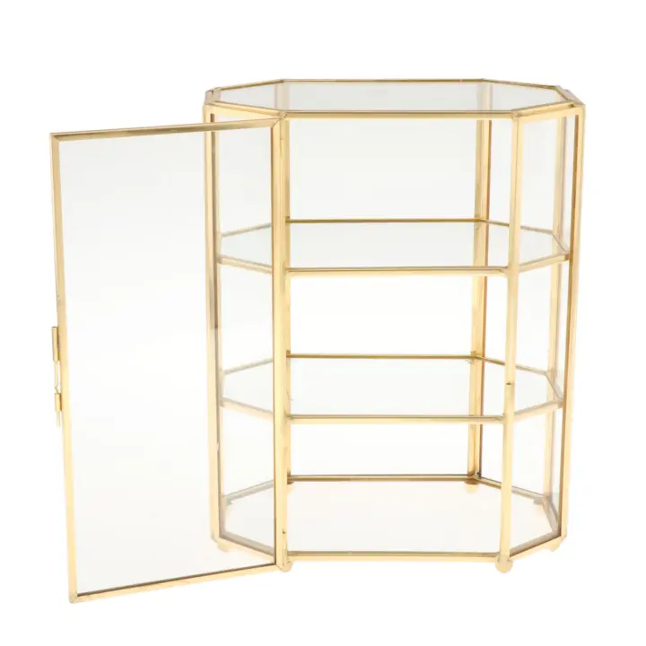 Joyero de 3 niveles, organizador de maquillaje de cristal, joyero, vitrina multifunción para tocador, almacenamiento de decoración - 1