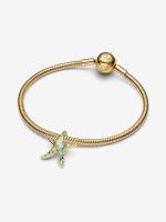Pandora - Charm Colgante de Estrella de Mar Azul brilliant-Baño de Oro de 14 K - details 1