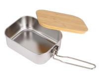 Caja Bento De Acero Inoxidable 900ML Con Tapa De Madera Para Camping Picnic Pesca Al Aire Libre Soporte Para Tetera Y Tabla De Cortar - details 6