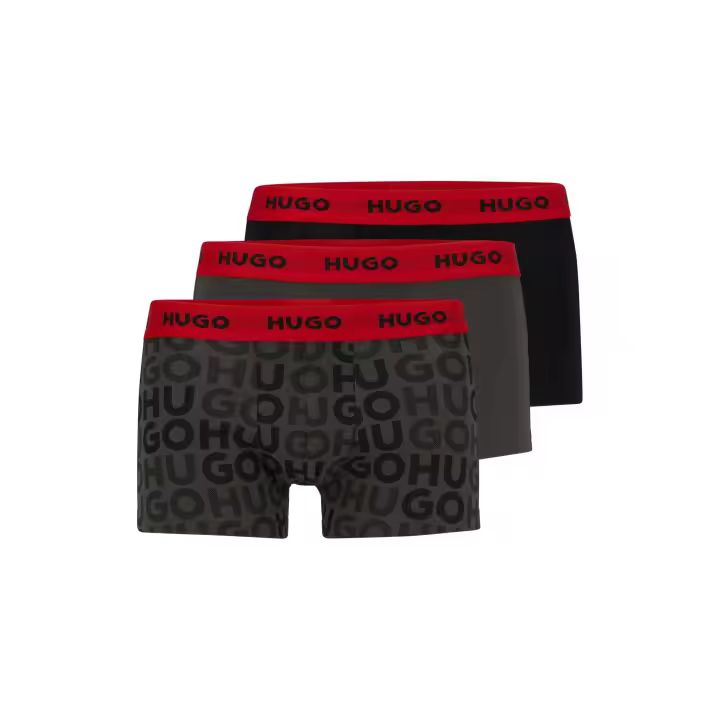 Bóxer Hugo Boss -3 Pack- Design Cotton Stretch (Gris, Negro y Gris Fantasía) - 1