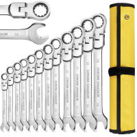 Conjunto De Llaves De Encaje WOZOBUY Con Cabeza Flexible De 180° Tamaños 6-22mm 72 Dientes Acero De Cr-V Con Bolsa Organizadora - details 0