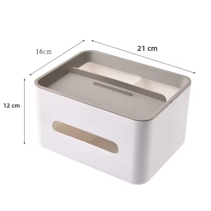 Caja De Almacenamiento Multifuncional Para Escritorio Caja De Tissue Para Sala De Estar Y Baño Caja De Almacenamiento Para Control Remoto Y Restaurante Material Ecológico PP - 1