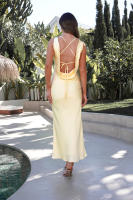 Vestido Largo Elegante Y Delgado De Verano Sin Mangas De Cuello Redondo Retro Para Vacaciones Estilo Casual Y Moda Color Sólido - details 29