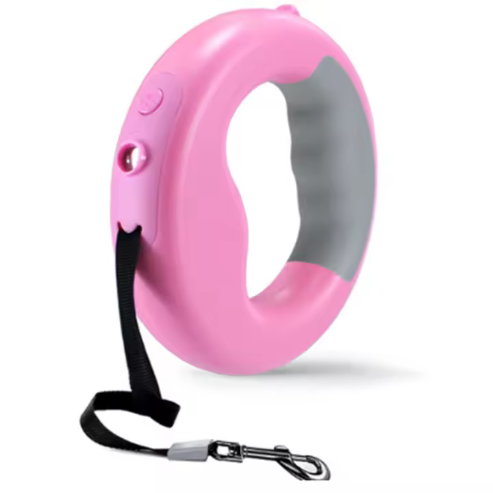 Correa retráctil automática con luz LED para perro, Accesorio luminoso para mascotas, color rosa, novedad - 1