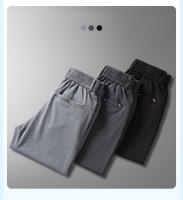 Pantalones Casuales Para Hombre De Fibra De Bambú Verano Transpirables Elásticos Slim Straight Negro Gris Cierre De Cremallera - details 5