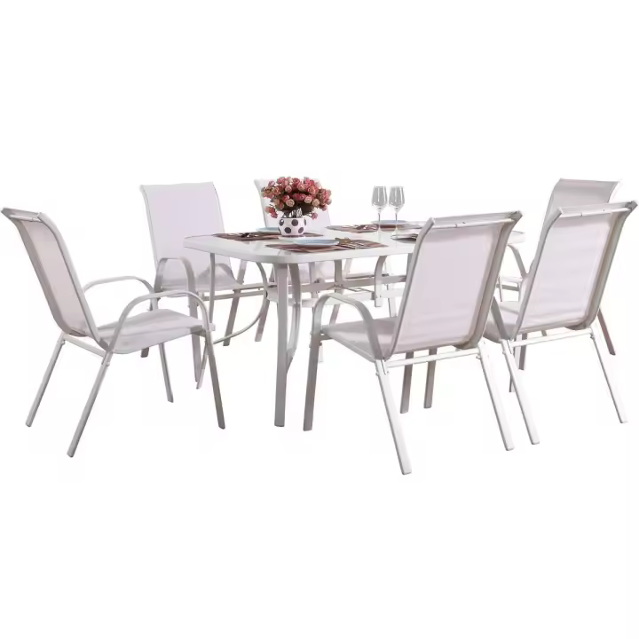 Conjunto De Jardín Mesa + 6 sillas de Textileno "Córdoba" - Crudo - 1