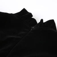 Vestido Mini De Veludo Elegante Y Moda A-Line Para Mujer Slim Con Volantes Sin Mangas Cierre De Cremallera Estilo Casual Otoño Invierno Callejero - details 6