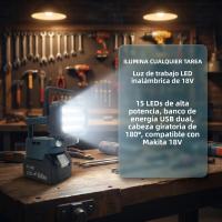 Luz De Trabajo LED Portátil Para Batería Makita 18 V Luz De Camping Inalámbrica Faro De Inundación Potente Y Impermeable - details 7