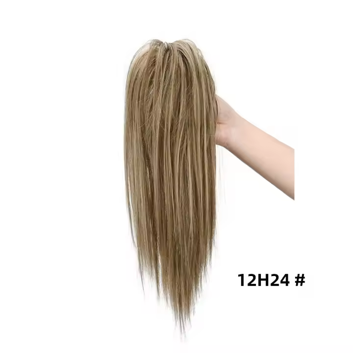 H&STAR Extension De Cabello Sintético 16 Pulgadas Clip En Cola De Caballo Recta Fluffy Elegante Para Mujeres Fibra De Alta Temperatura - 1