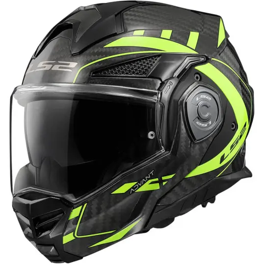 Casco Modular LS2 Advant X Carbon Black yellow Shield 2206 - 1