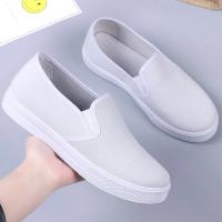 Zapatos De Mujer A141 Talla Grande En Cuero Sintético Y Lona Antideslizantes Negros Y Blancos Para Estudiantes Escuela Primavera Verano Slip on - details 1