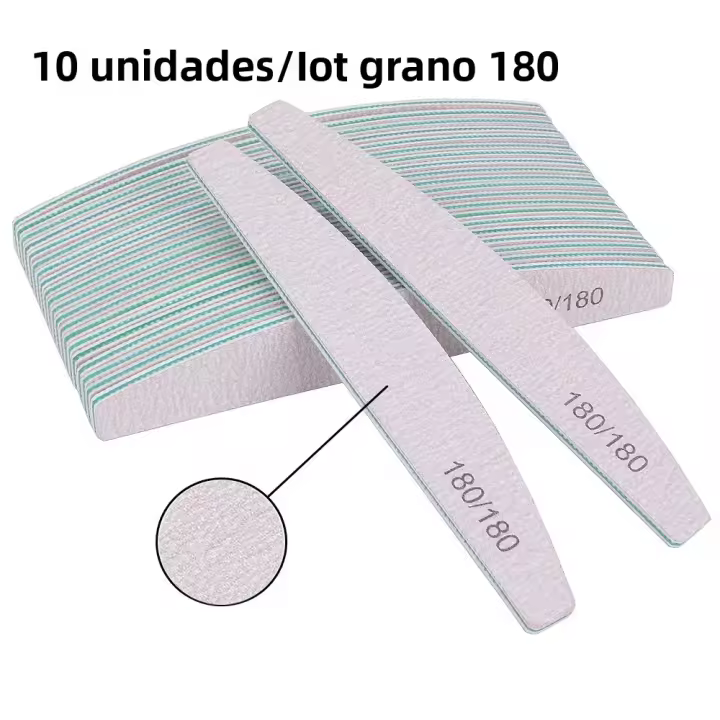 Set De 5/10 Pcs Archos De Uñas Profesionales Con Papel De Herramientas De Manicura 150/180 Y Forma De Media Luna Verde - 1