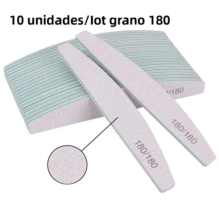 Set De 5/10 Pcs Archos De Uñas Profesionales Con Papel De Herramientas De Manicura 150/180 Y Forma De Media Luna Verde - 1
