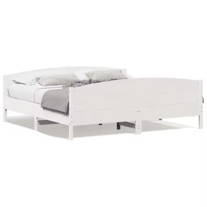 vidaXL Estructura de cama sin colchón madera maciza blanca 200x200 cm - 1