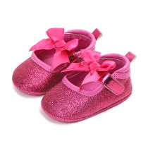 Zapatos De Niña Recién Nacida Con Lazo De Princesa Antideslizantes Para Bebés De 1 Año Zapatos Planos De Cuero PU Regalo Ideal Para Baños De Bautismo - details 1