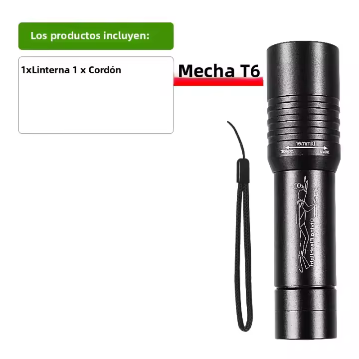 Linterna Profunda 8000LM Super Potente IPX8 Profesional Para Natación Y Pesca Luz LED Ajustable Impermeable 18650 Con Zoom - 1