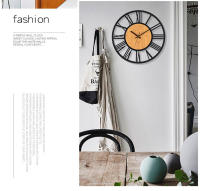 3D Large Wall Clocks Nordic Roman Numerals Retro Round Wood Metal Iron Accurate Silent Hanging Ornament Living Room Decoration - details 6