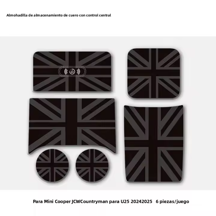 6Pcs Tapete De Cuero Antideslizante Para Puerta De Coche Mini Countryman U25 2024 2025 Soporte De Taza Y Ranura Decorativo - 1