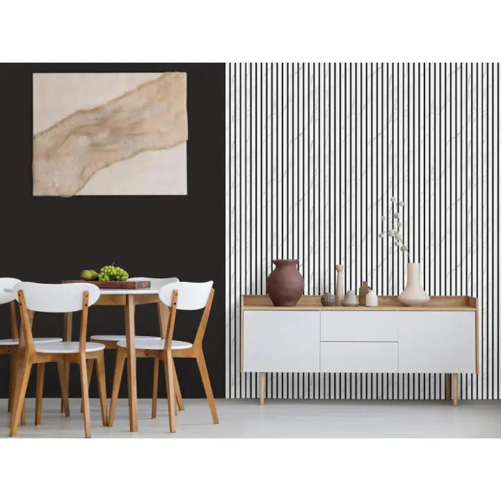 Vente-unique - Panel acústico de pared - Acabado de madera - Efecto mármol blanco - Pack de 3,12 m² - Lote de 2 piezas - PENCIA - 1