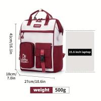 Mochila de Moda para Mujer con Emblema de Pájaro y "COLECCIÓN DE MODA BERLÍN" - Gran Capacidad, Bolsa para Laptop de 15.6 pulgadas, Correas Ajustables, Nylon, Disponible en Granate/Blanco - Ideal para la Escuela, el Trabajo, Viajes, Mochila de Viaje - details 1