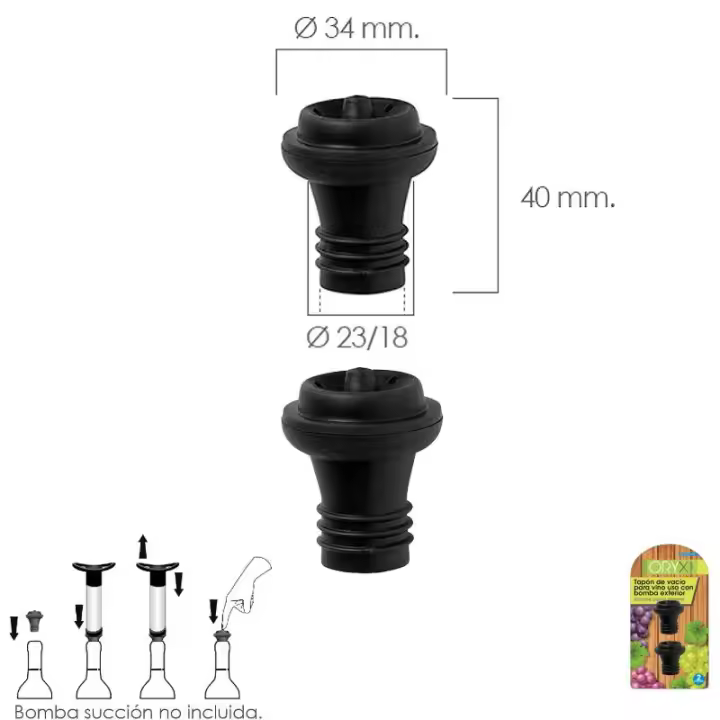 Tapon de vacio para vino uso con bomba exterior - 1