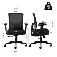 Silla de Oficina Ergonómica 200KG Silla de Oficina, Respaldo Alto Silla Ergonómica Silla Giratoria con Soporte Lumbar Ajustable 2D, Silla de Ordenador Giratoria 105 ° Silla de Malla - details 5