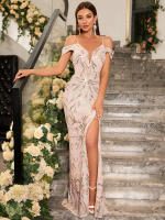 Vestido De Fiesta Formal Para Mujer Unithorse Con Tirantes Spaghetti Corte Aleatorio Cuello Profundo Y Falda Larga Con Lentejuelas - details 11