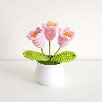 Ramo Tejido a Mano De Valeriana En Maceta Decoración Floral Artificial Para Regalo Casa Y Escritorio Estilo De Flores Bonzai Material COTON - details 0