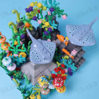MOC Bloques De Construcción Submarinos Para Niños Animales Rayas Tortugas Delfín Peces Octopus Modelo Set Juguetes Regalos - details 2