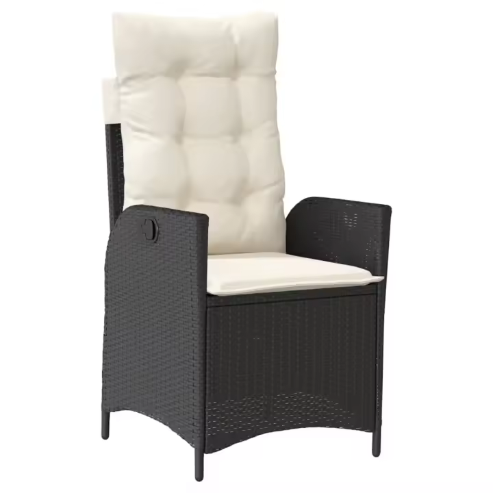 Sillón reclinable de Jardín con almohadas sintético Negro - 1