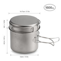 Juego De Cocina De Camping De Titanio 1100ML / 1600ML Con Manija Plegable Taza Y Olla Super Ligera Para Exterior - details 7