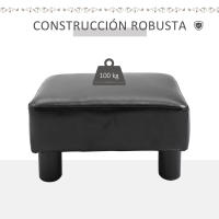 HOMCOM Reposapiés Otomano Taburete Pequeño Tapizado en Piel Sintética con Asiento Acolchado de Espuma y Patas de Plástico para Sofá Dormitorio 40x30x24 cm - details 4