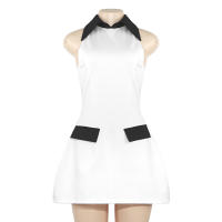 Vestido Casual De Verano 2024 Sin Mangas De Color Sólido Con Cuello Y Splicing Slim Mini Para Mujer Elegante Oficina - details 20