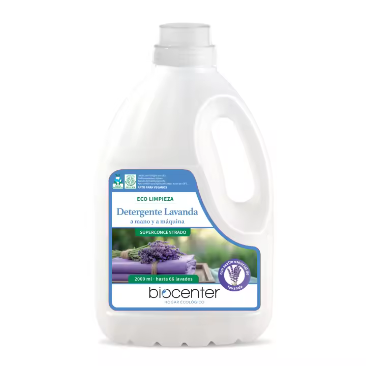 BIOCENTER - Detergente ecológico para Ropa - LAVANDA - Botella Ecofriendly de 2 litros - 1
