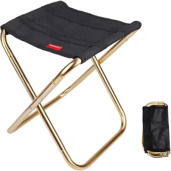 Taburete plegable para acampar, color negro, 24,5x22,5x27 cm Mini Taburete para acampar - 1