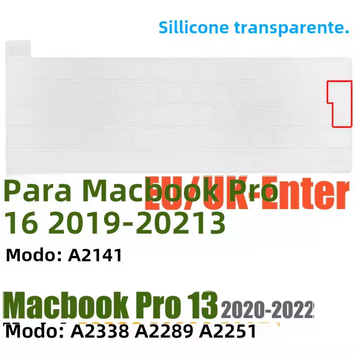Cubierta Protectora Del Teclado Compatible Con MacBook pro 13 A2289/A2338/A2251 Y MacBook pro 16 A2141 Para Barra Táctil Fino Y Resistente Al Agua Y Polvo - 1