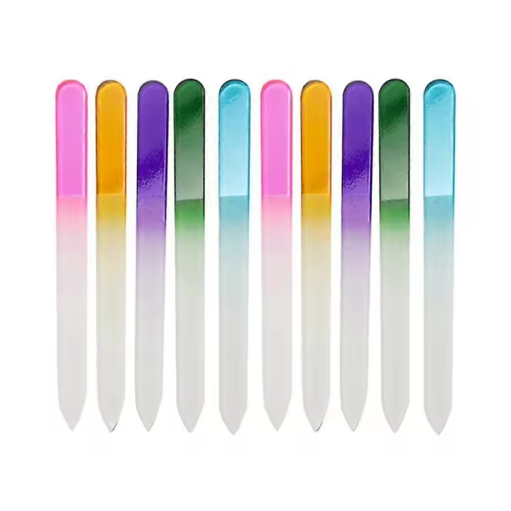 10 Pcs Glass Nail File with Plastic Sleeve, Double Sided Finger Nail Files, Crystal Fingernail Files, Professional Manicure Nail Care for Women Girls - 1