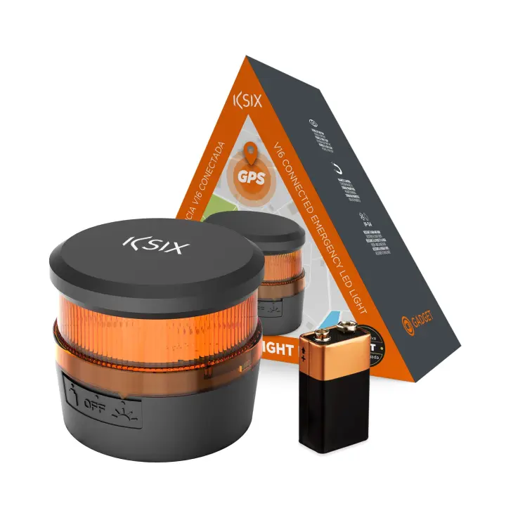 Luz de emergencia geolocalizada KSIX Safety Light IoT, V16, Homologada DGT, Nano SIM prepago, GPS, Visibilidad 1 km, Magnética, Pila incluida - 1