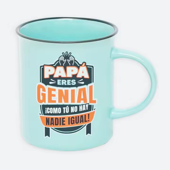 Taza de cerámica Día del Padre  MR. WONDERFUL - Taza temática para padres, color celeste con frase dedicatoria, apta para lavavajillas // Ref: WOA2413614ES - 1