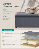 Banco de Pie de Cama, Banco Almacenaje, Soporta hasta 300 kg, para Sala de Estar, Dormitorio, Entrada, Gris y Rosa, 40 x 110 x 40 cm - details 3