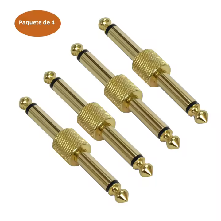 Conector De Pedal De Guitarra 1/4 Pulgada Z Tipo 6.3mm Coupler 4 Piezas Conector TS De Cobre Macho Para Efectos De Guitarra - 1