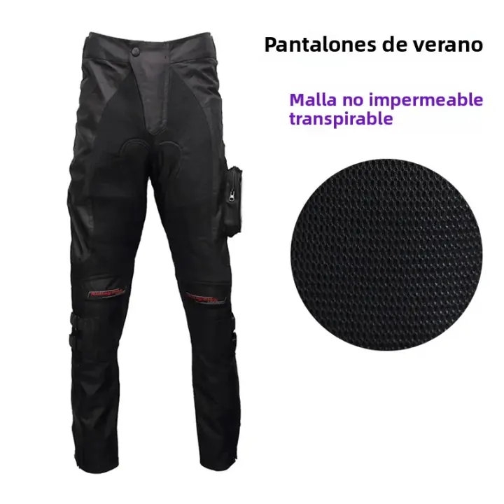 Pantalones De Motocicleta Para Hombre Verano Transpirables Protección Profesional Con Sobrevisor Impermeable Y Protetores De Rodilla Removibles - 1