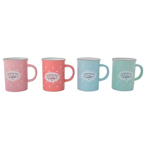 Tazas vintage ceramica 4 colores topos 300ml / Set de 4 tazas - DAMDAM GO - 1