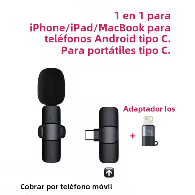 Mini Micrófono Bluetooth Inalámbrico Lavalier Para iPhone Android PC Transmisor De Botón De Lavalleja Para Teléfono Móvil Y Computadora - 1